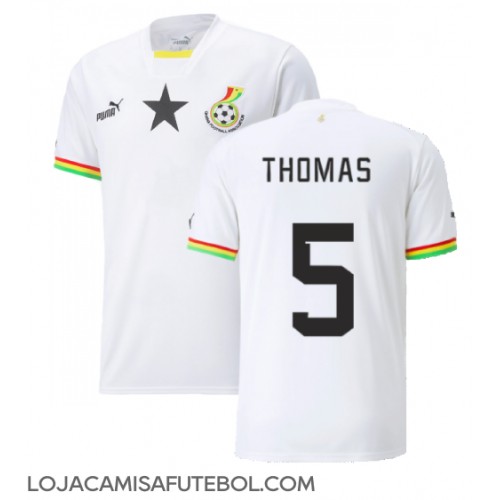 Camisa de Futebol Gana Thomas Partey #5 Equipamento Principal Mundo 2022 Manga Curta
